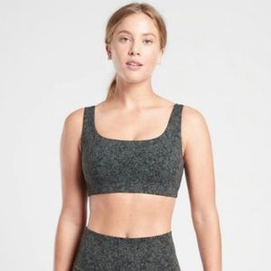Athleta Exhale Moonflower Jacquard Sports Bra in Bali Green Size Small
